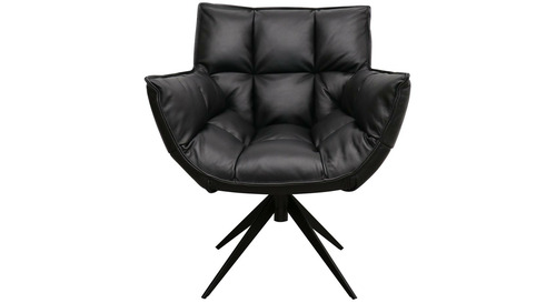 Memphis Swivel Armchair - Black Leather 